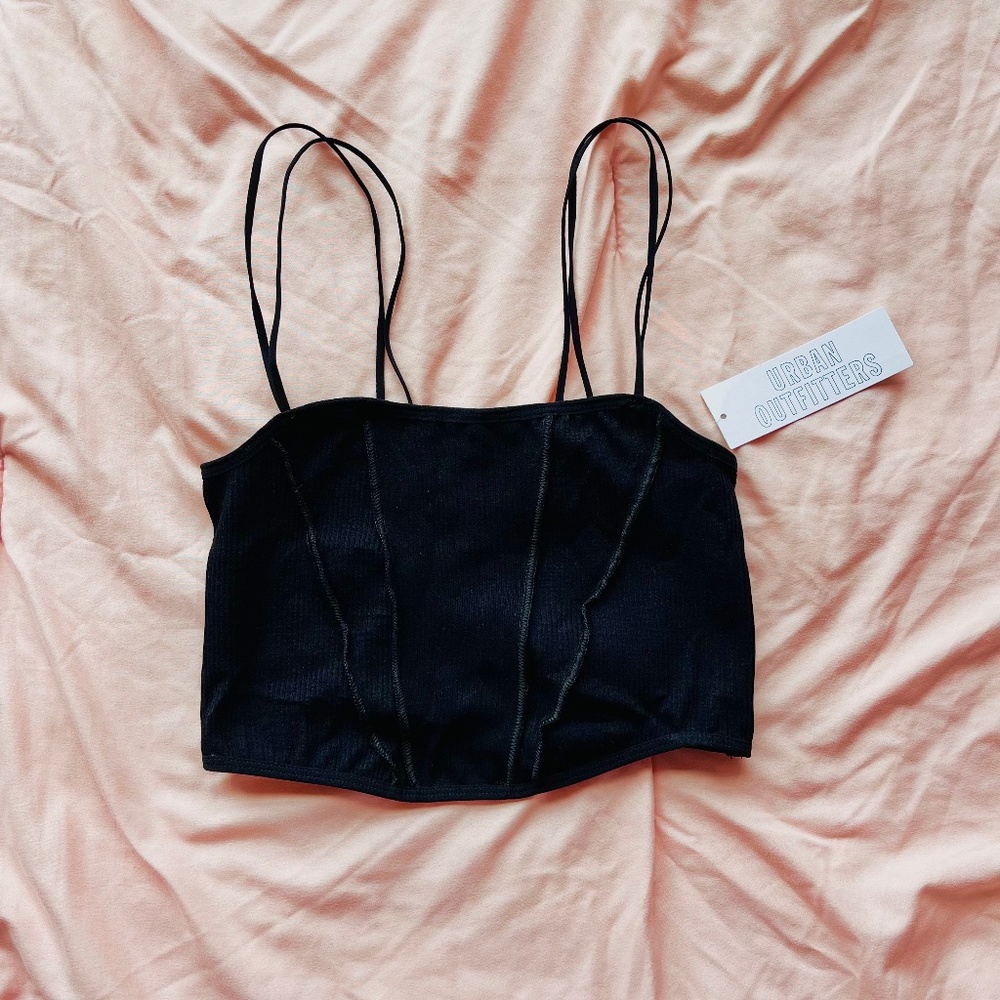 NWT out from under exposed seams black crop bra top
